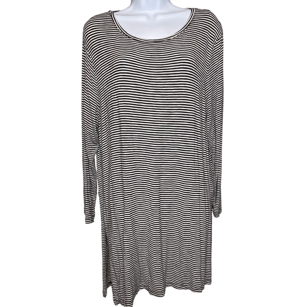 Old‎ Navy Luxe Womens Striped Long Sleeve T Shirt Dress Classic Preppy Coastal